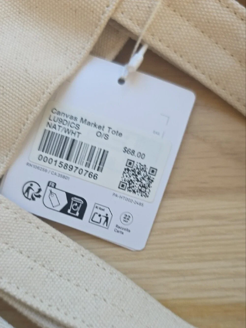lululemon athletica Cream Canvas & White Bottom Tote